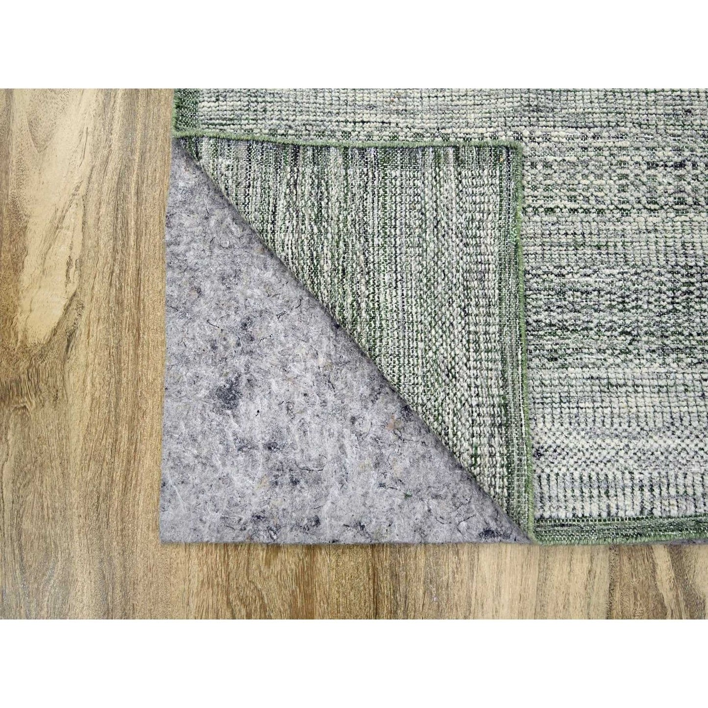 2'6"X6' Green Hand Knotted Rug Wool Oxidized Grass Design Runner Oriental