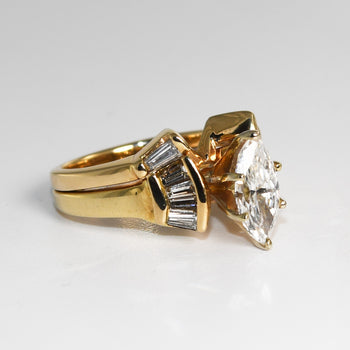 14K Yellow Gold Engagement Ring Set With 1.01Ct