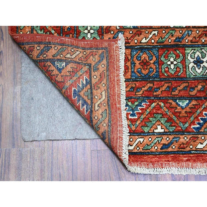 8'X9'6" Red Hand Knotted Extra Soft Wool Afghan Ersari Oriental Rug