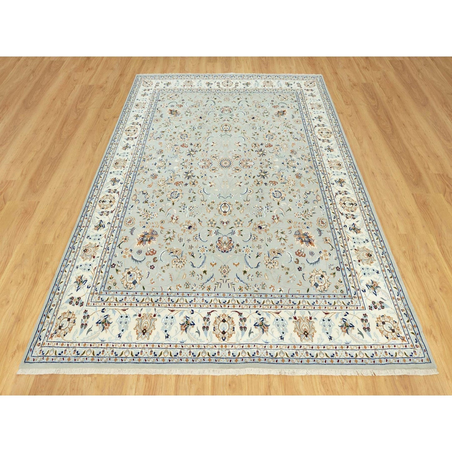 7'9"x10'3" Gray Nain Design Wool Hand Knotted Oriental Rug