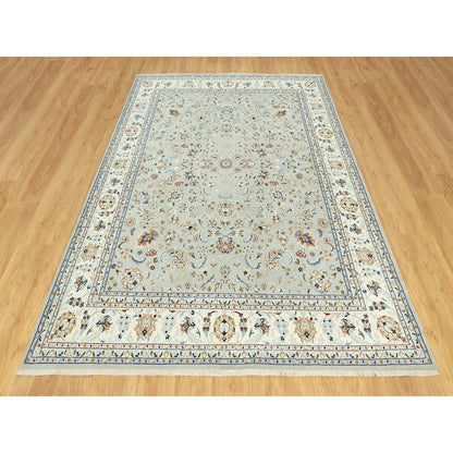 7'9"x10'3" Gray Nain Design Wool Hand Knotted Oriental Rug