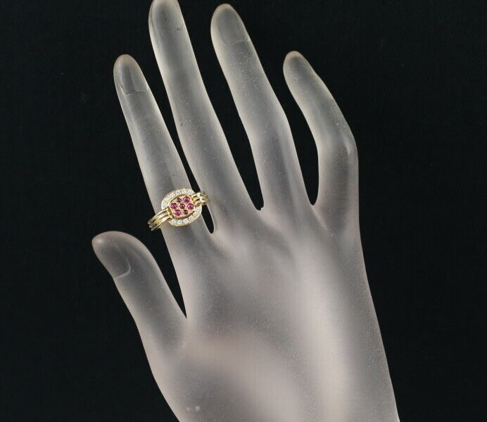 Christian Dior Ring Ruby Diamond Us5 18K 750 Yellow Gold
