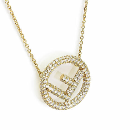 Fendi Circle F Rhinestone Gold 8Ag760
