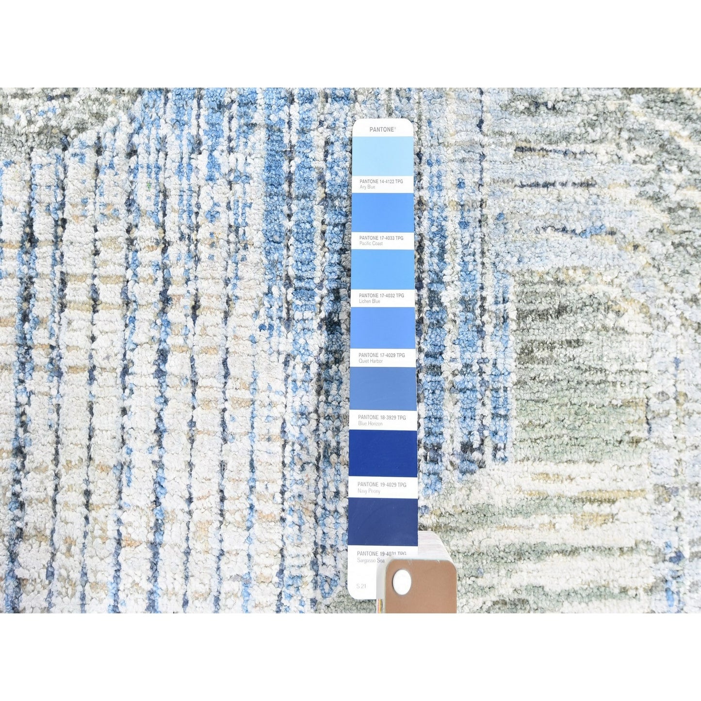 4'x12'5" THE INTERTWINED PASSAGE Silk with Text Wool Wide Runner Rug