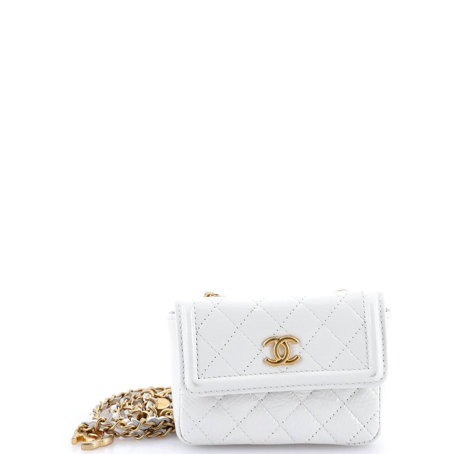 Chanel Cc Chain Belt Bag Quilted Shiny Aged Calfskin