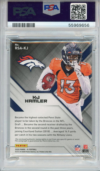 Kj Hamler Autographed 2020 Panini Xr Swatch Jersey Rookie Card (Psa Auto 9)