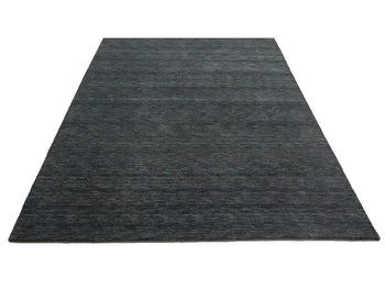 Solid Charcoal Hand-Loomed 6X9 Gabbeh Wool Rug