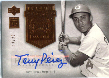 Tony Perez 2005 Upper Deck Hof Autographed Card #12/25