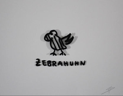 Zebrahuhn By Helge Schneider Signed 3D Art Print 2016 Bird