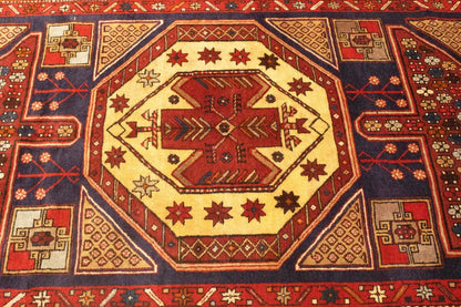 Heriz Geometric Wool Oriental Rug Farmho Hallway