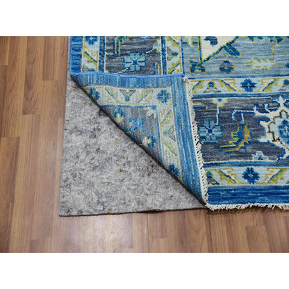 9'2"X12' Blue Soft To The Touch Seeripe Heris 100% Wool Hand Knotted Rug