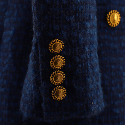 Saint Laurent Women'S Double Breasted Two Pocket Jacket Wool Blend