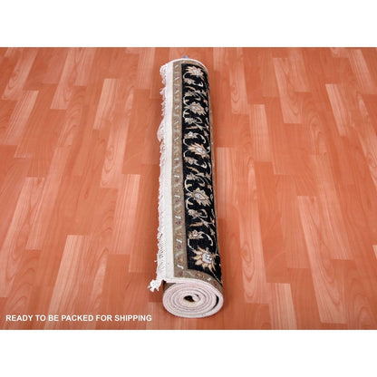 4'1"X6' Ivory, Hand Knotted, Rajasthan, Wool And Silk, Oriental, Rug