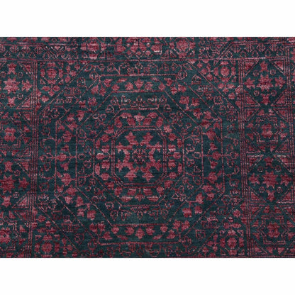 8'X9'9" Dark Green Obscured Mamluk Design Wool And Silk Hand Knotted Rug