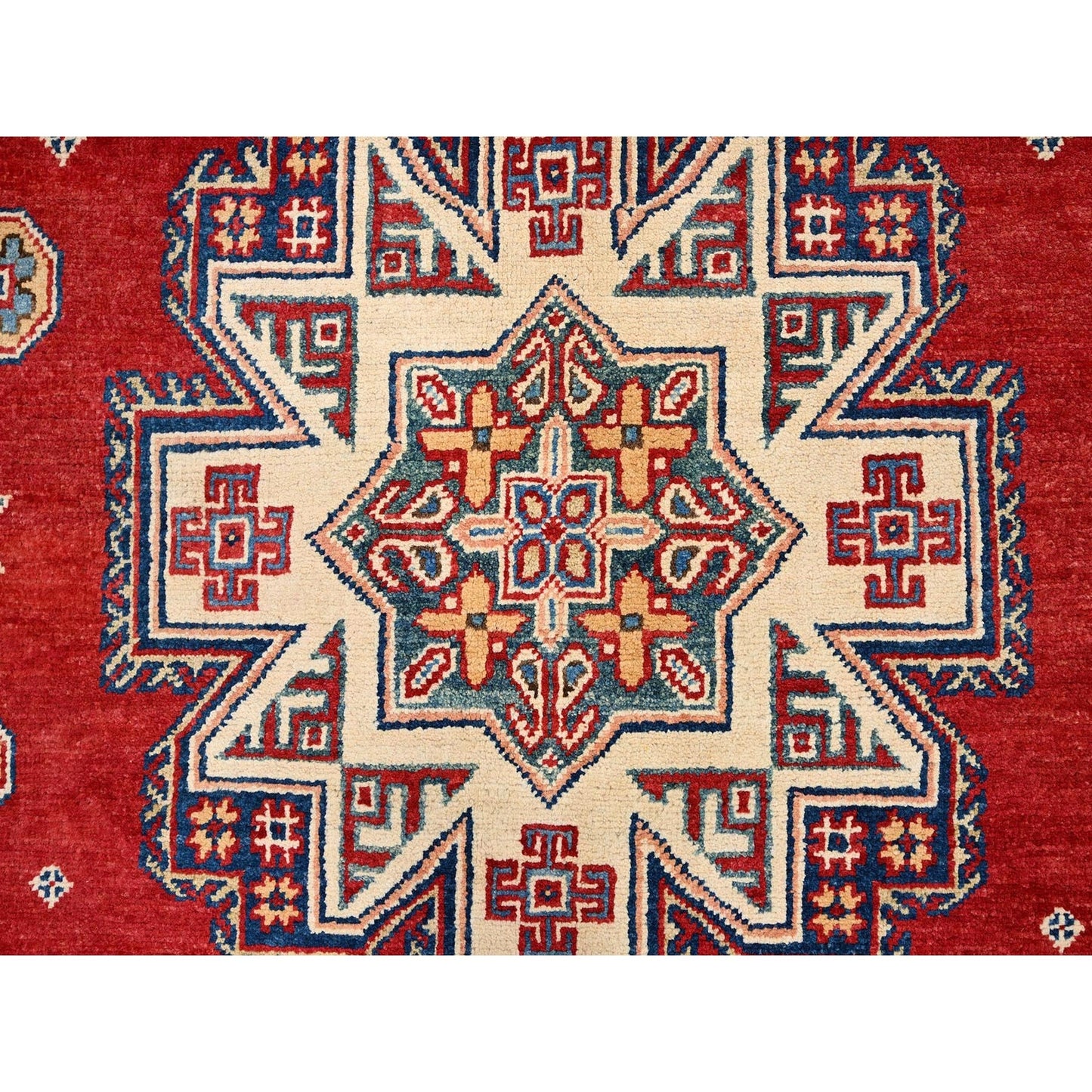 8'2"X10' Red Special Kazak Large Elements Hand Knotted Oriental Wool Rug