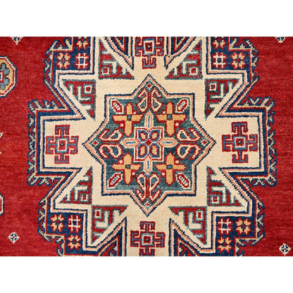 8'2"X10' Red Special Kazak Large Elements Hand Knotted Oriental Wool Rug