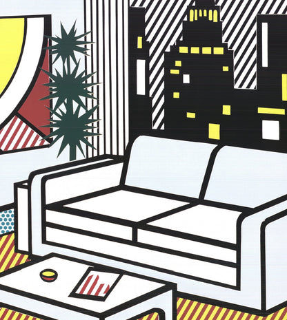 Roy Lichtenstein Interior With Skyline Collage For Painting " Post