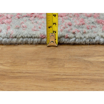 2'6"X9'10" Erased Farsian Design Wool & Art Silk Hand Loomed Jacquard Rug