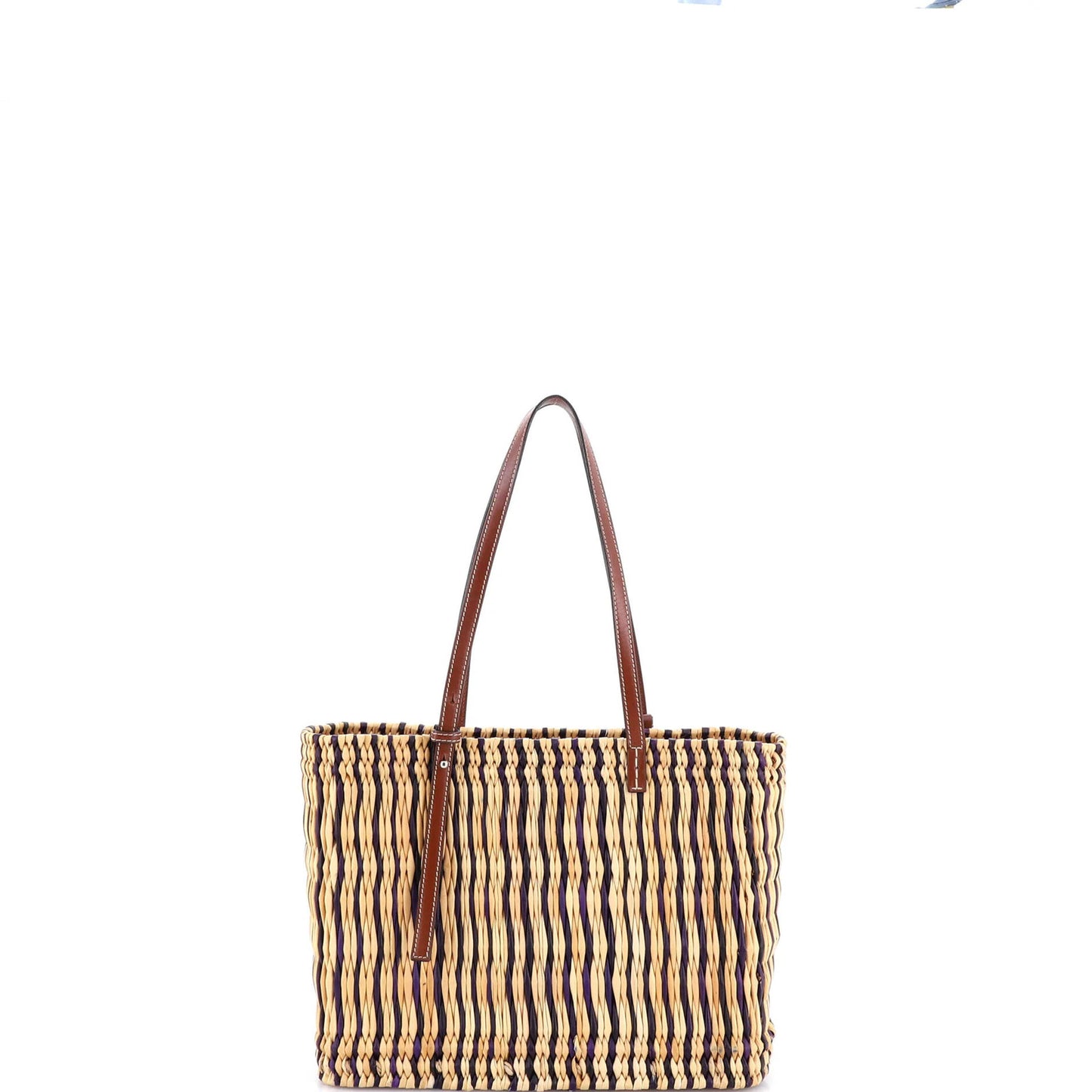 Loewe Paula'S Ibiza Square Basket Tote Woven Reed With Leather Small