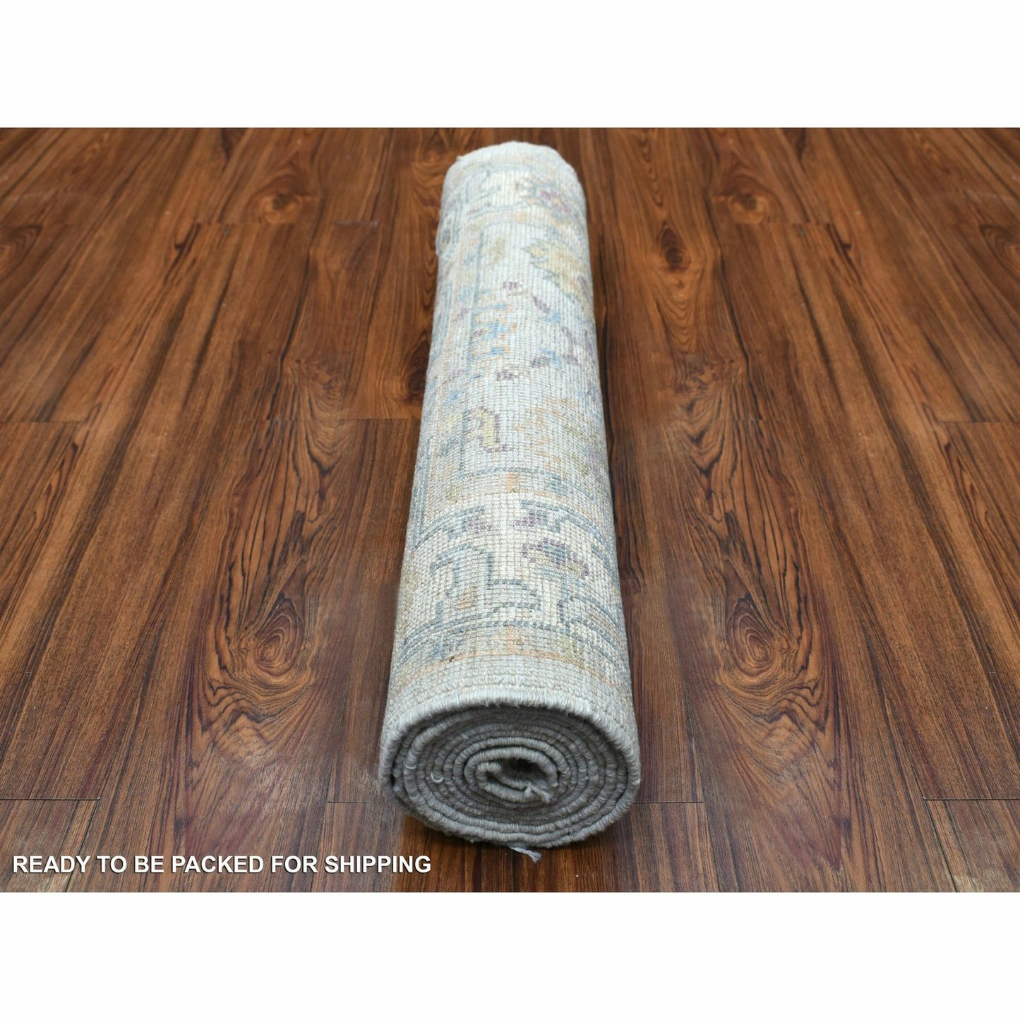 2'8"X9'9" Afghan Angora Ushak Soft Wool Hand Knotted Gray Runner Rug