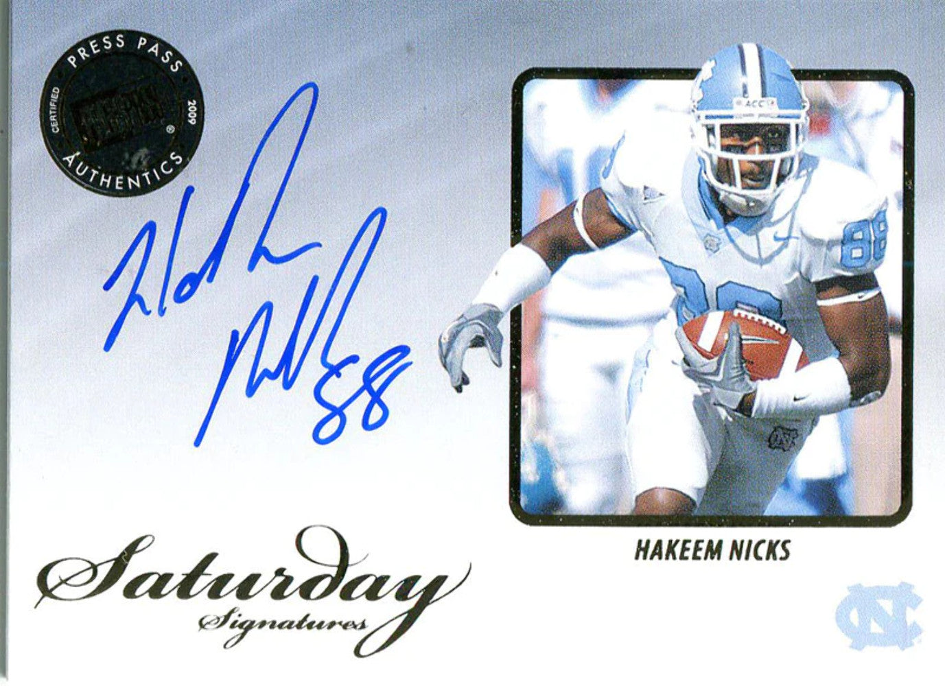 Hakeem Nicks Autographed 2009 Press Pass Rookie Card