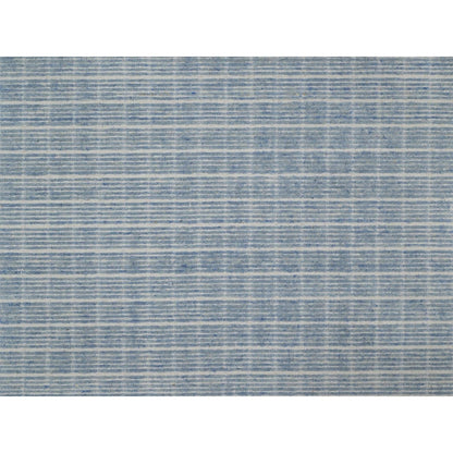 10'1"X14' Blue Modern Plain Decor Box Design Pure Wool Loomed Knotted Rug