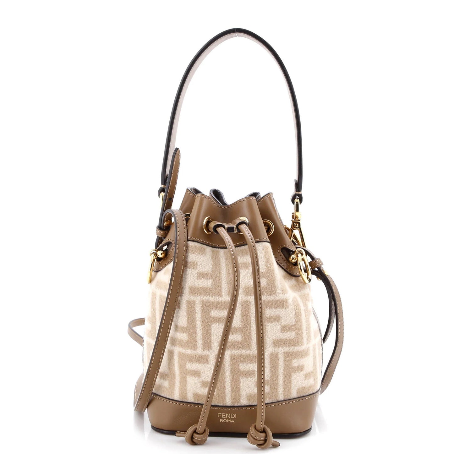 Fendi Mon Tresor Bucket Bag Zucca Wool With Leather Mini