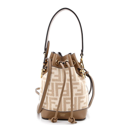 Fendi Mon Tresor Bucket Bag Zucca Wool With Leather Mini