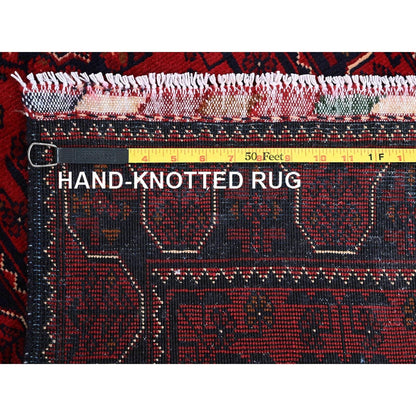 1'9"X4'10" Red Afghan Khamyab Tribal Design Hand Knotted Wool Runner Rug