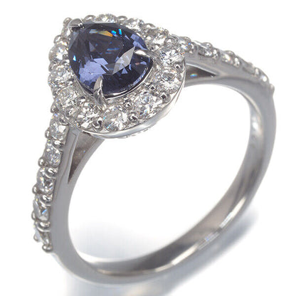 Colour-Change Spinel 1.106Ct Diamond Pear-Shaped Classic Ring 900 Platinum