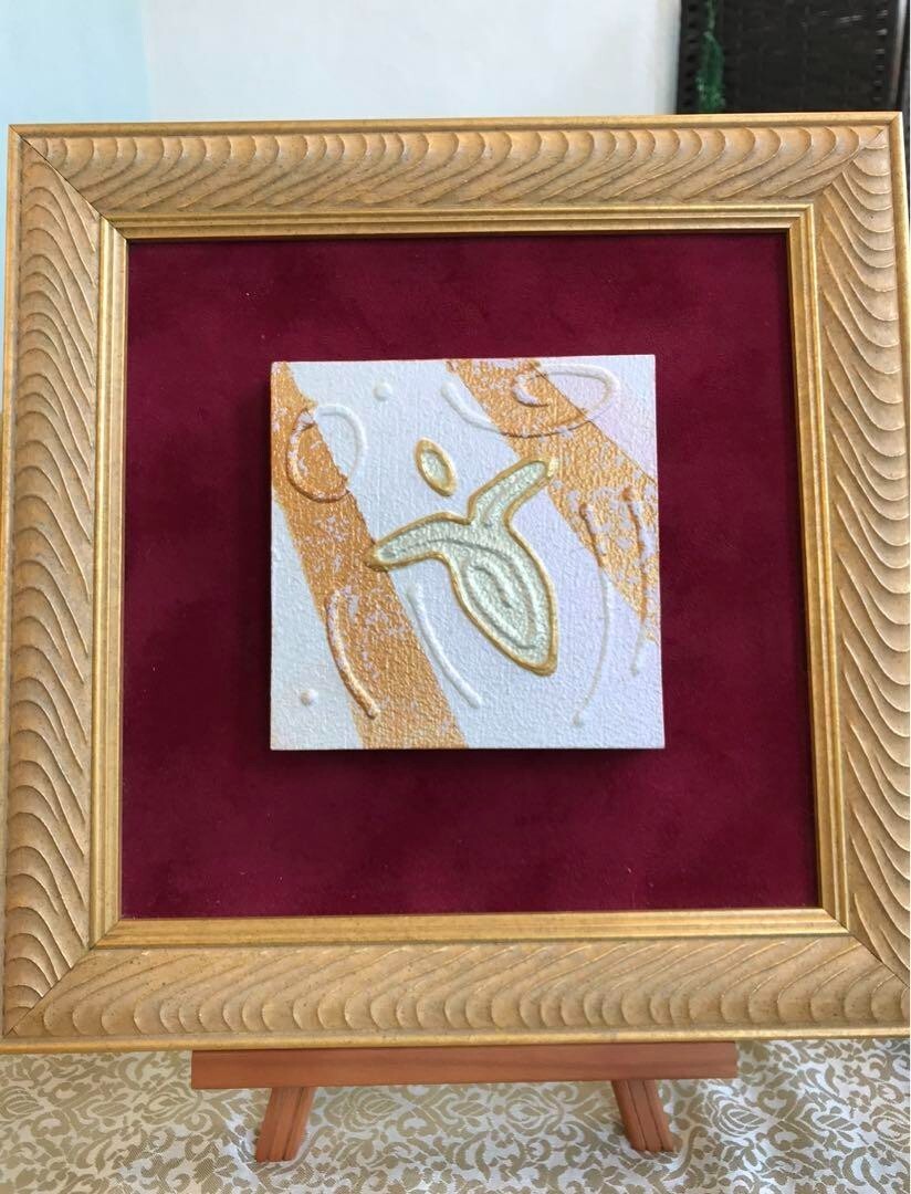 Andy Lakey - Love Angels Pink & Green Original Textured Painting On Wood Signed