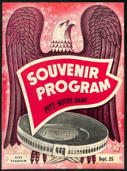 1943 Pitt Vs Notre Dame Rare Vintage College