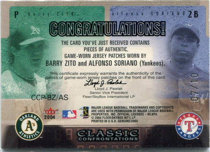 Barry Zito/Alfonso Soriano 2004 Fleer Genuine Insiders Classic Confrontations Du