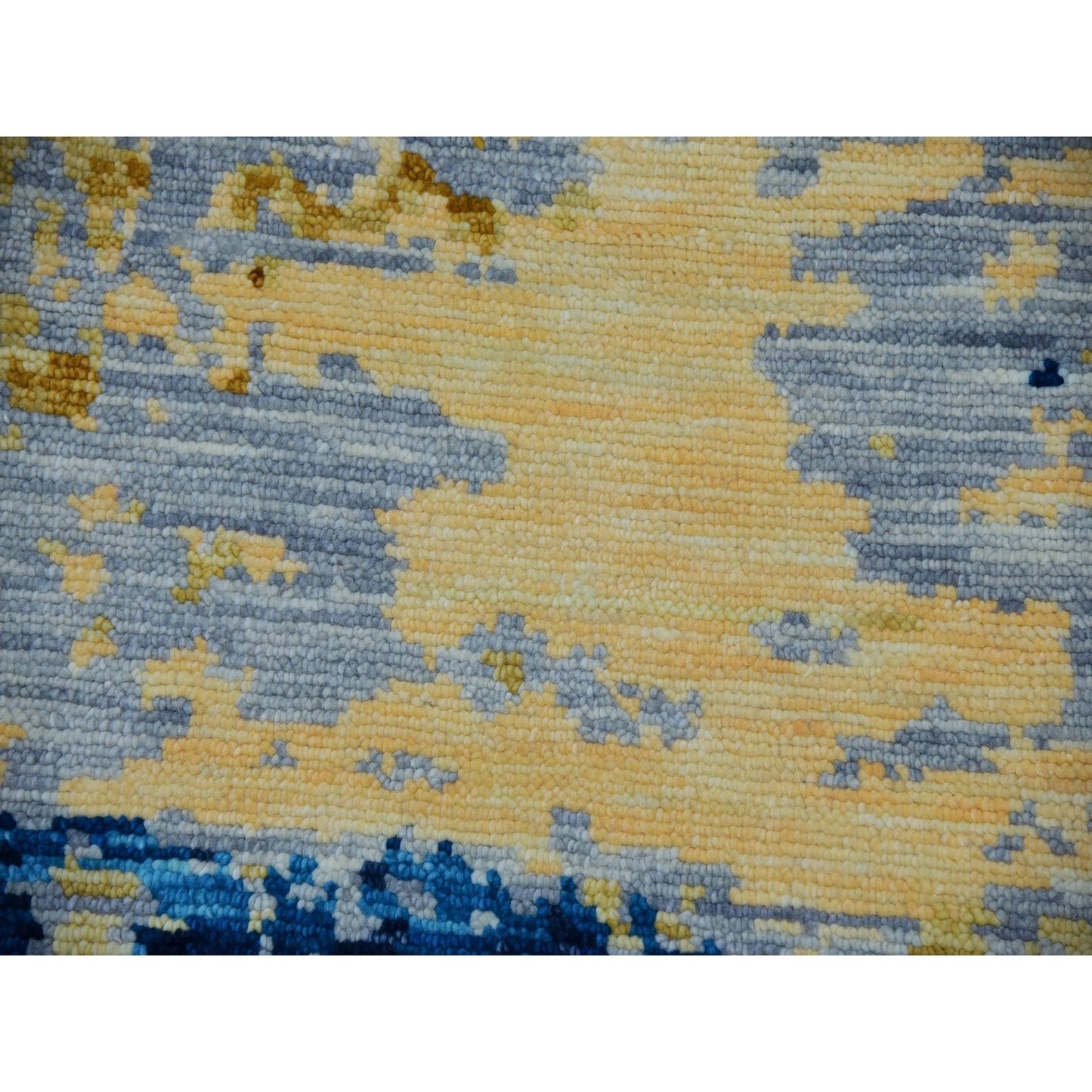 10'3"X13'9" Ivory Colorful Modern Abstract Design Wool Hand Knotted Rug