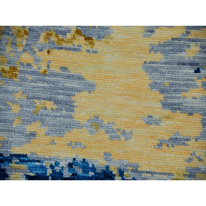 10'3"X13'9" Ivory Colorful Modern Abstract Design Wool Hand Knotted Rug
