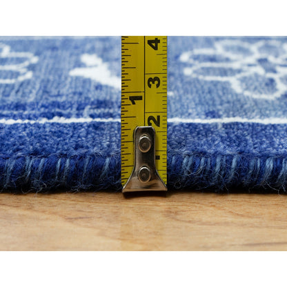 10'X10' Kensington Blue Hand Knotted Tebraz Wool Silk Oriental Square Rug