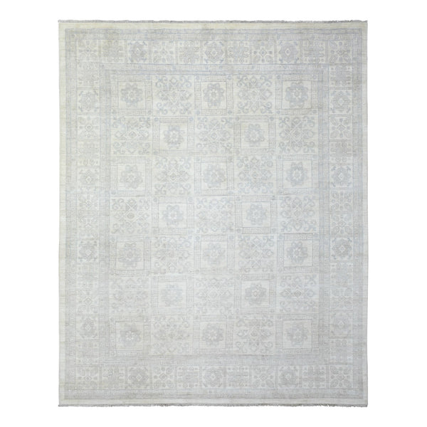 8'2"X9'10" Ivory White Wash Peshawar Soft Wool Hand Knotted Rug