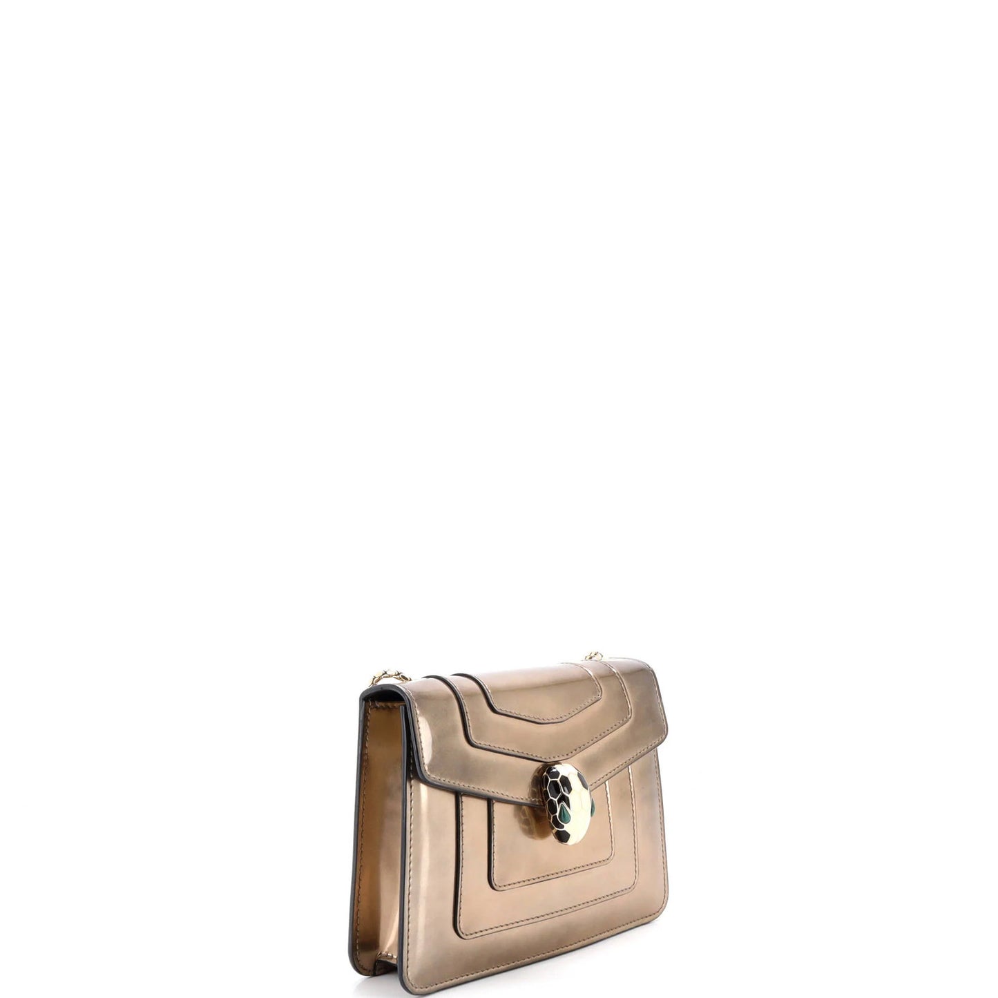 Bvlgari Serpenti Forever Square Shoulder Bag Metallic Leather Small