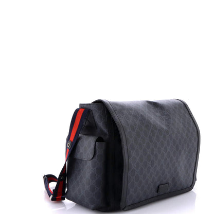 Gucci Web Strap Diaper Bag Gg Coated Canvas Small