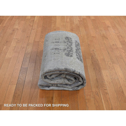 9'X11'7" Gray Modern Nepali Weave Wool And Silk Hand Knotted Rug