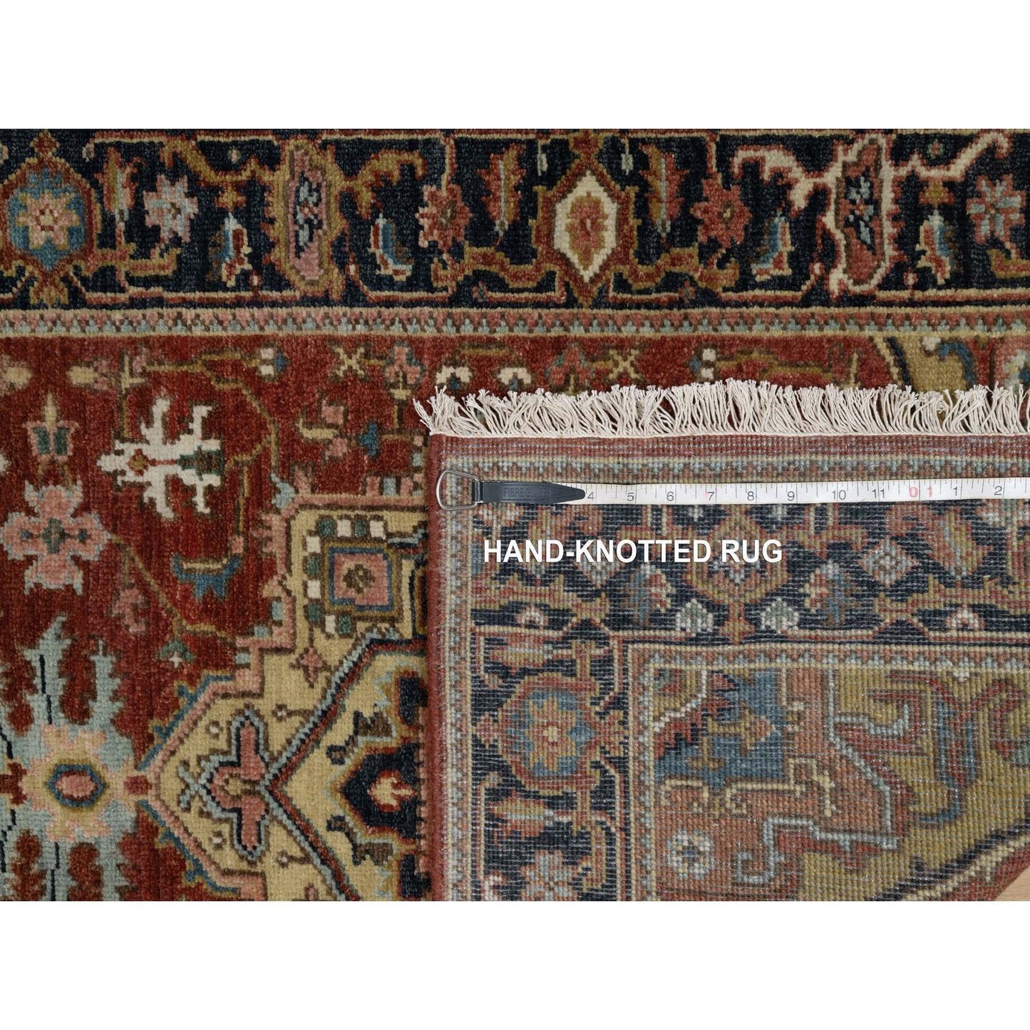 2'10"X6' Chili Red Hand Spun Wool Heris Revival Hand Knotted Runner Rug