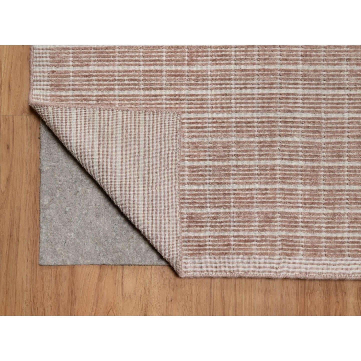 10'1"X14' Pink Pure Wool Modern Plain Decor Box Design Loomed Knotted Rug