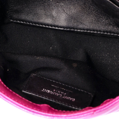 Saint Laurent Classic Monogram College Chain Wallet Matelasse Chevron Leather