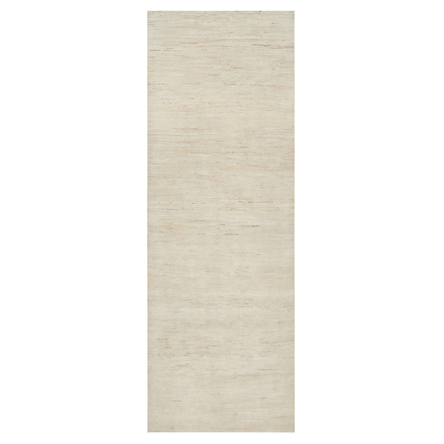 4'X12'1" White Hand Knotted Lori Buft Gabbeh Wool Wide Runner Rug