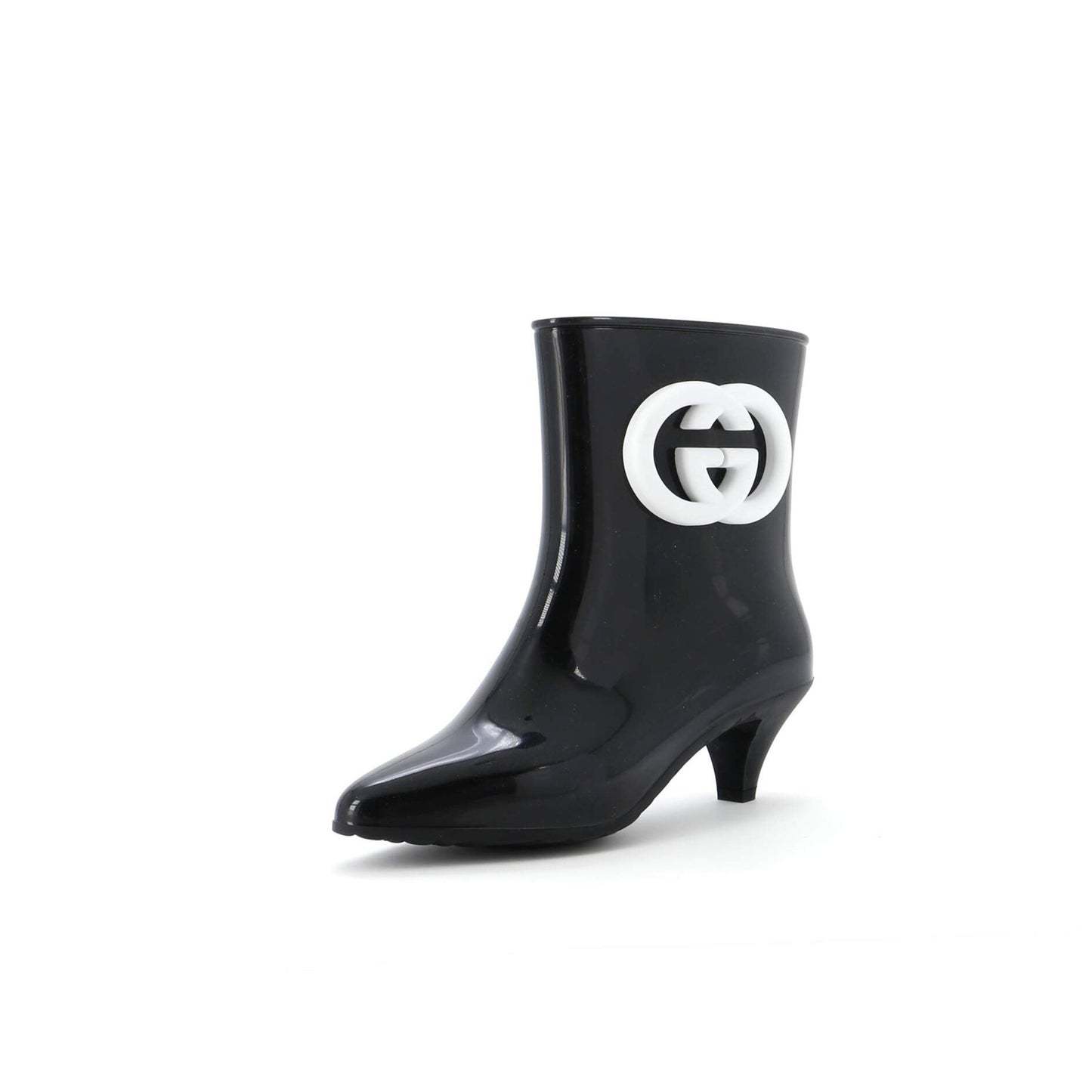 Gucci Women's Rubber Ankle Rain Boots Interlocking G