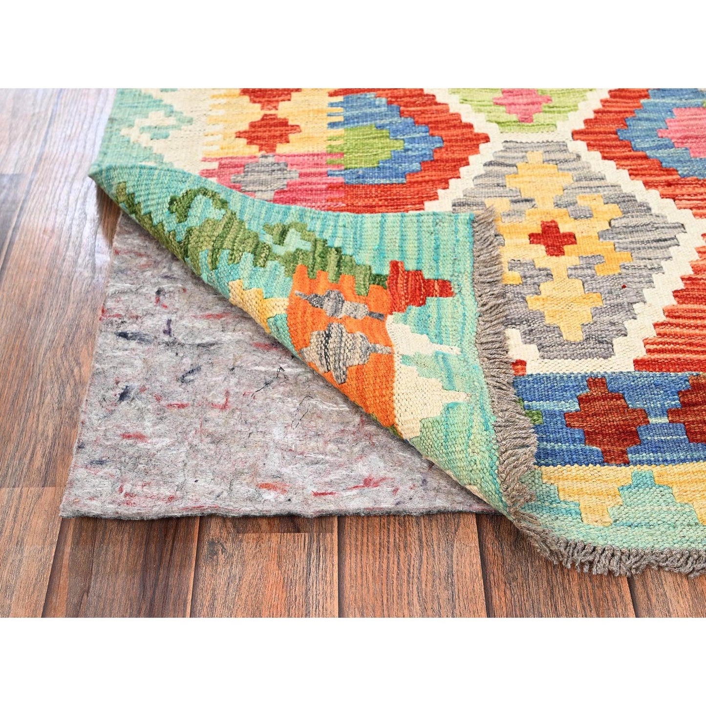 2'8"X8' Colorful Afghan Kilim 100% Wool Rug Flat Weave Hand Woven Runner