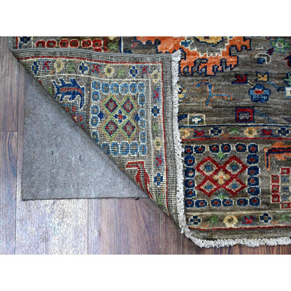 4'1"X5'7" Gray Aryana Mahal Design Vegetable Dyes Oriental Rug