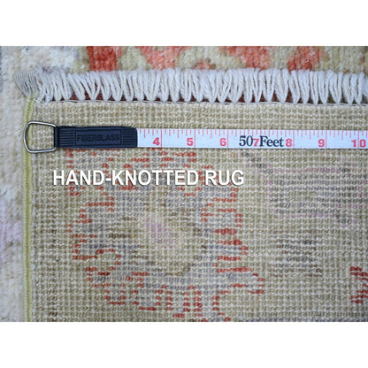 2'10"X11'8" Olive Green Afghan Angora Oushak Runner Oriental Rug