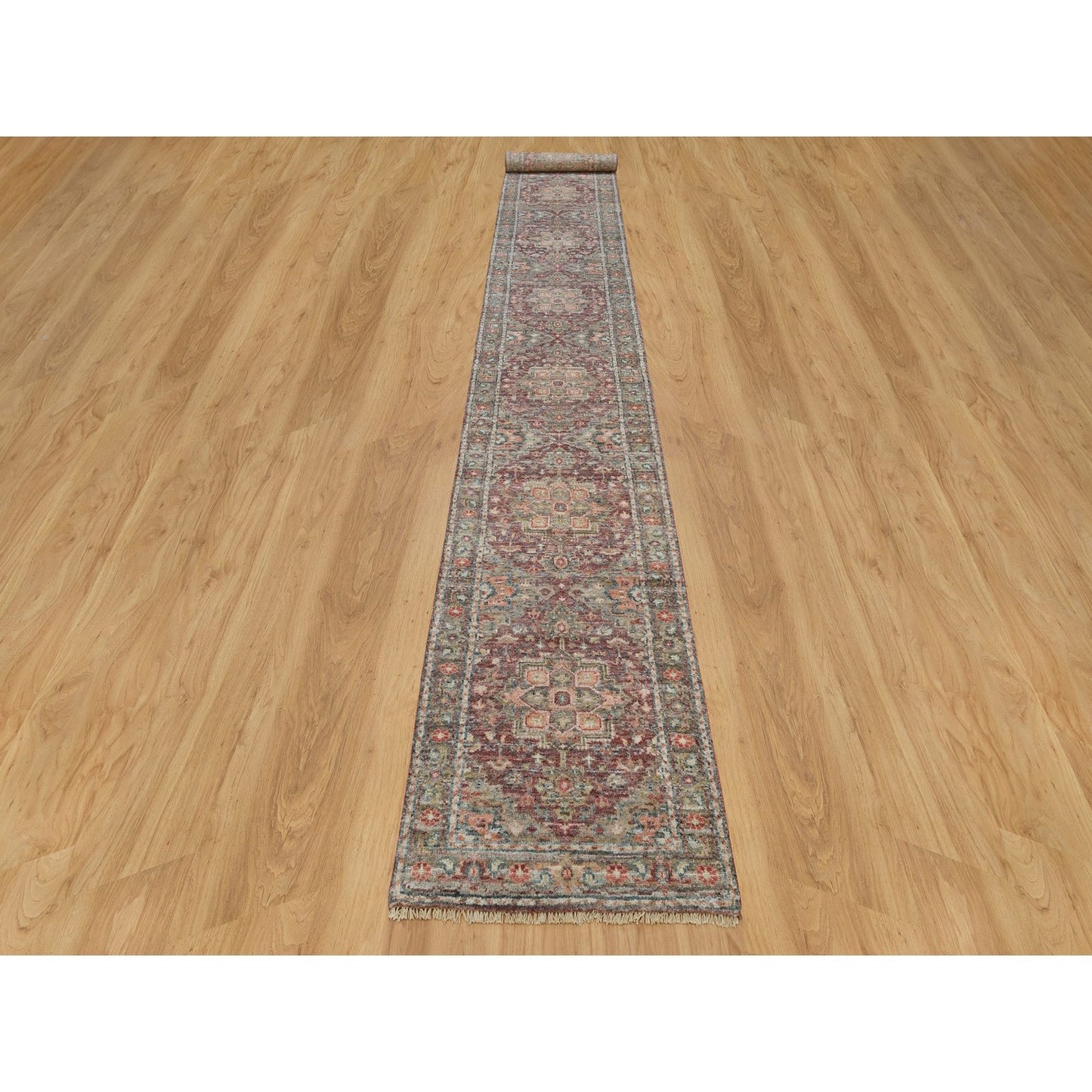 2'6"X18' Red Soft Wool Heriz Revival Hand Knotted Xl Runner Oriental Rug