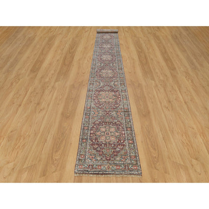 2'6"X18' Red Soft Wool Heriz Revival Hand Knotted Xl Runner Oriental Rug